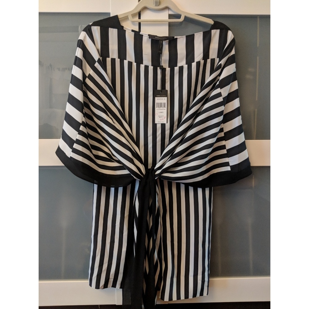 NWT. BCBG b&w striped tunic